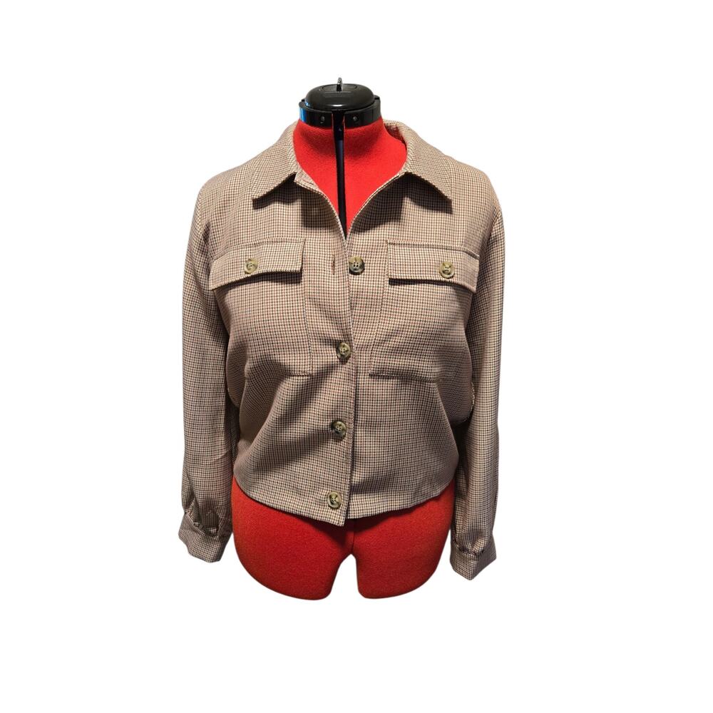 Hem & Thread houndstooth brown and tan jacket, size large